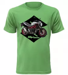 Pánské tričko s motorkou Suzuki SV650 zelené