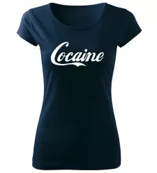 Dámské vtipné tričko Cocaine navy
