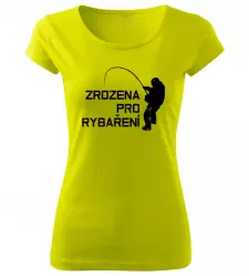 Dámské rybářské tričko Zrozena pro rybaření limetkové