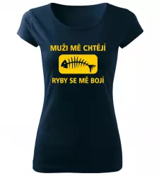 Dámské rybářské tričko Muži mě chtějí navy