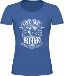 Dámské motorkářské tričko Live Fast Ride modré