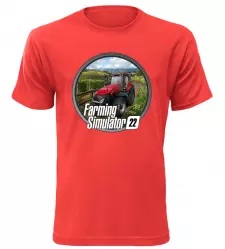 Pánské a dětské tričko Farming Simulator 22 červené
