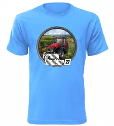 Pánské a dětské tričko Farming Simulator 22 azurové