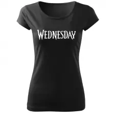 Dámské tričko s nápisem Wednesday černé