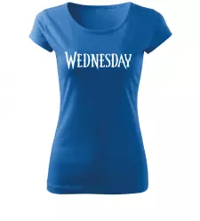 Dámské tričko s nápisem Wednesday azurové