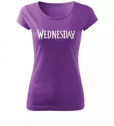 Dámské tričko s nápisem Wednesday fialové