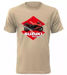 Pánské tričko s motorkou Suzuki Hayabusa pískové