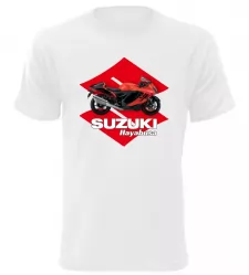 Pánské tričko s motorkou Suzuki Hayabusa bílé