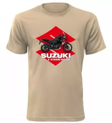 Pánské tričko s motorkou Suzuki V-Storm 1050DE pískové