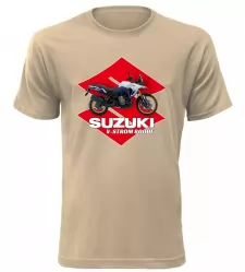 Pánské tričko s motorkou Suzuki V-Storm 800DE pískové