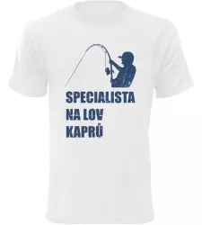 Pánské rybářské tričko Specialista na kapry bílé