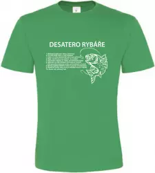 Pánské rybářské tričko Desatero rybáře zelené