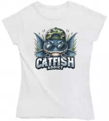 Dámské rybářské tričko Catfish Addict bílé