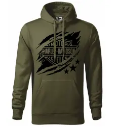 Pánská military mikina s potiskem Harley Davidson AKCE M
