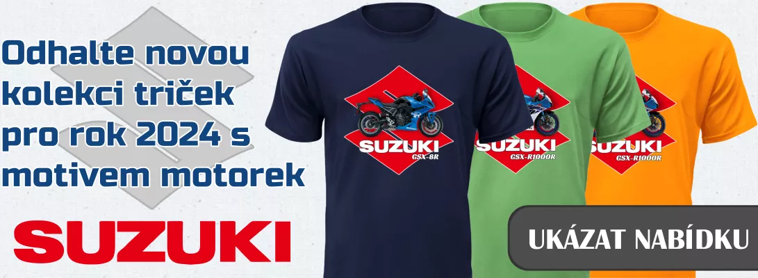 Nová kolekce triček s motivem motorek SUZUKI pro rok 2024. Odhalte naši originální kolekci.