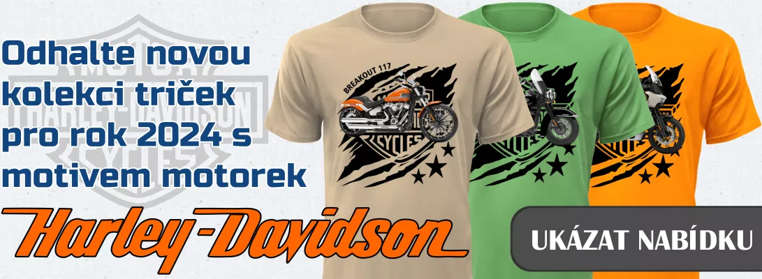 Nová kolekce triček s motivem motorek Harley Davidson pro rok 2024. Podívejte se na naši originální nabídku.